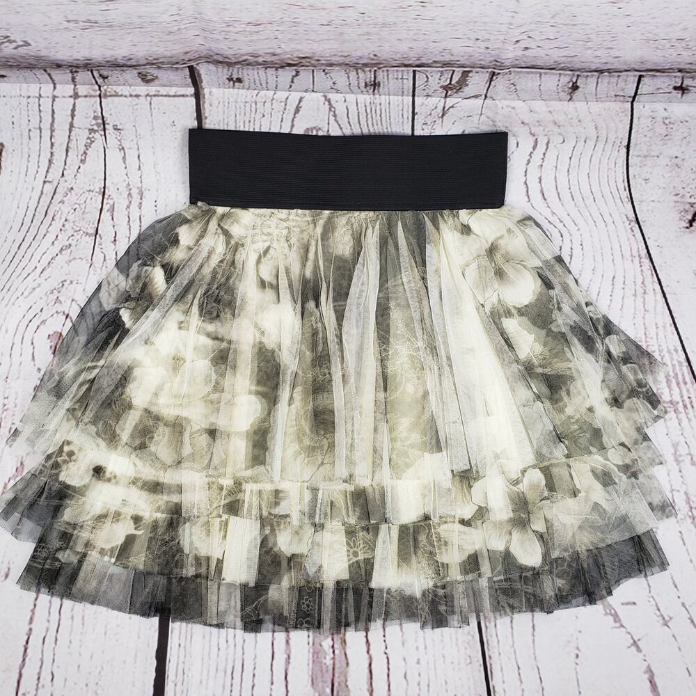 MCM Tulle Layered Floral Print Skirt Size Medium